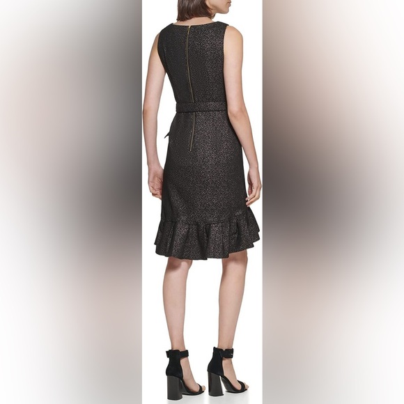Calvin Klein Women’s Size 2 Black and Gold Patterned Dress - Picture 3 of 10